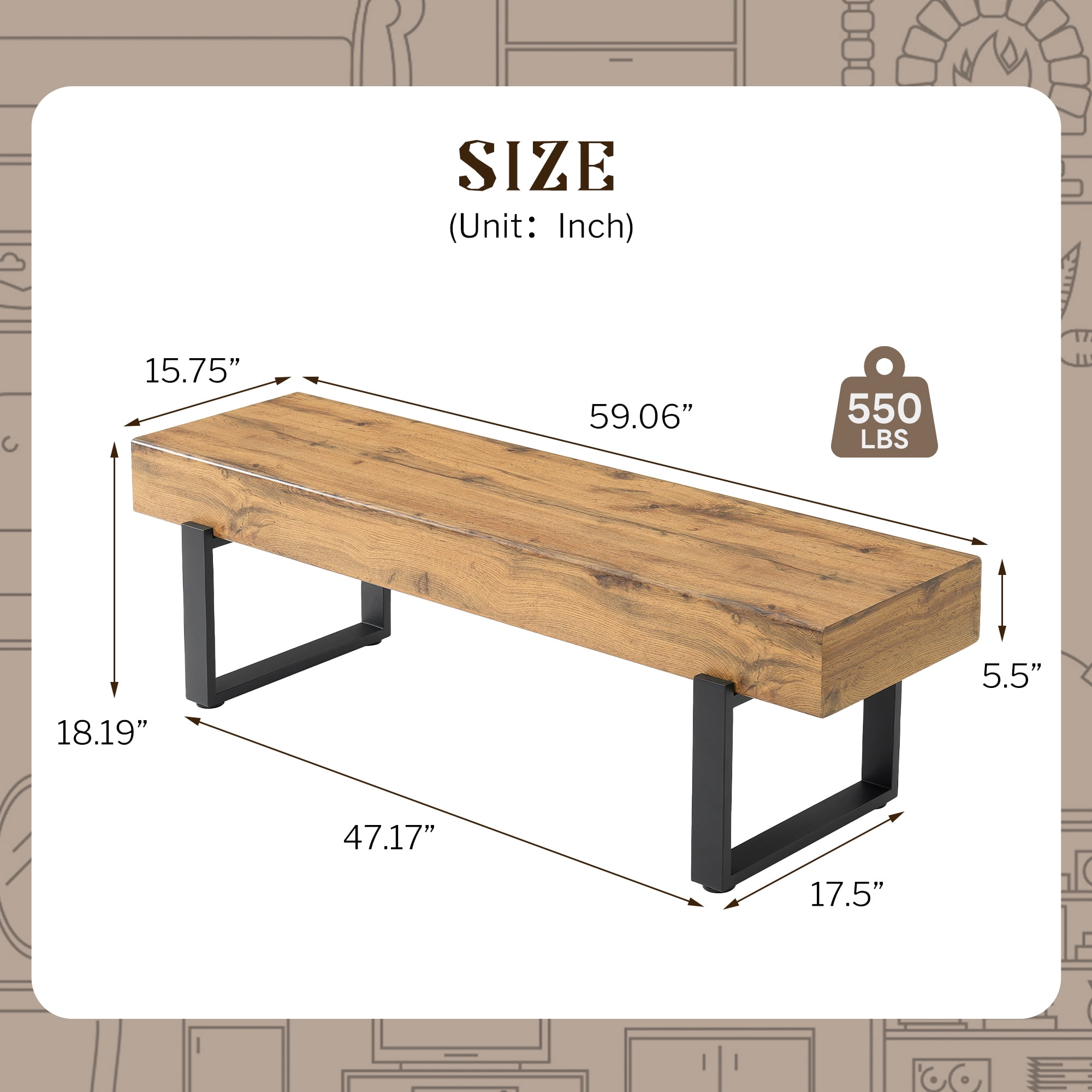 Euroco 59" Solid Wood Entryway Bench with Shoe Storage, Mid-Century Modern Shoe Bench,Hallway Foyer Seating Bench for Bedroom Living Room,Natural
