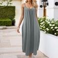 thumbnail image 2 of Ticikt Womens Maxi Dress 2026 Casual Strap Plus Size Loose Plain Long Office Summer Beach Travel Dresses,Color:Grey,Size:S, 2 of 6