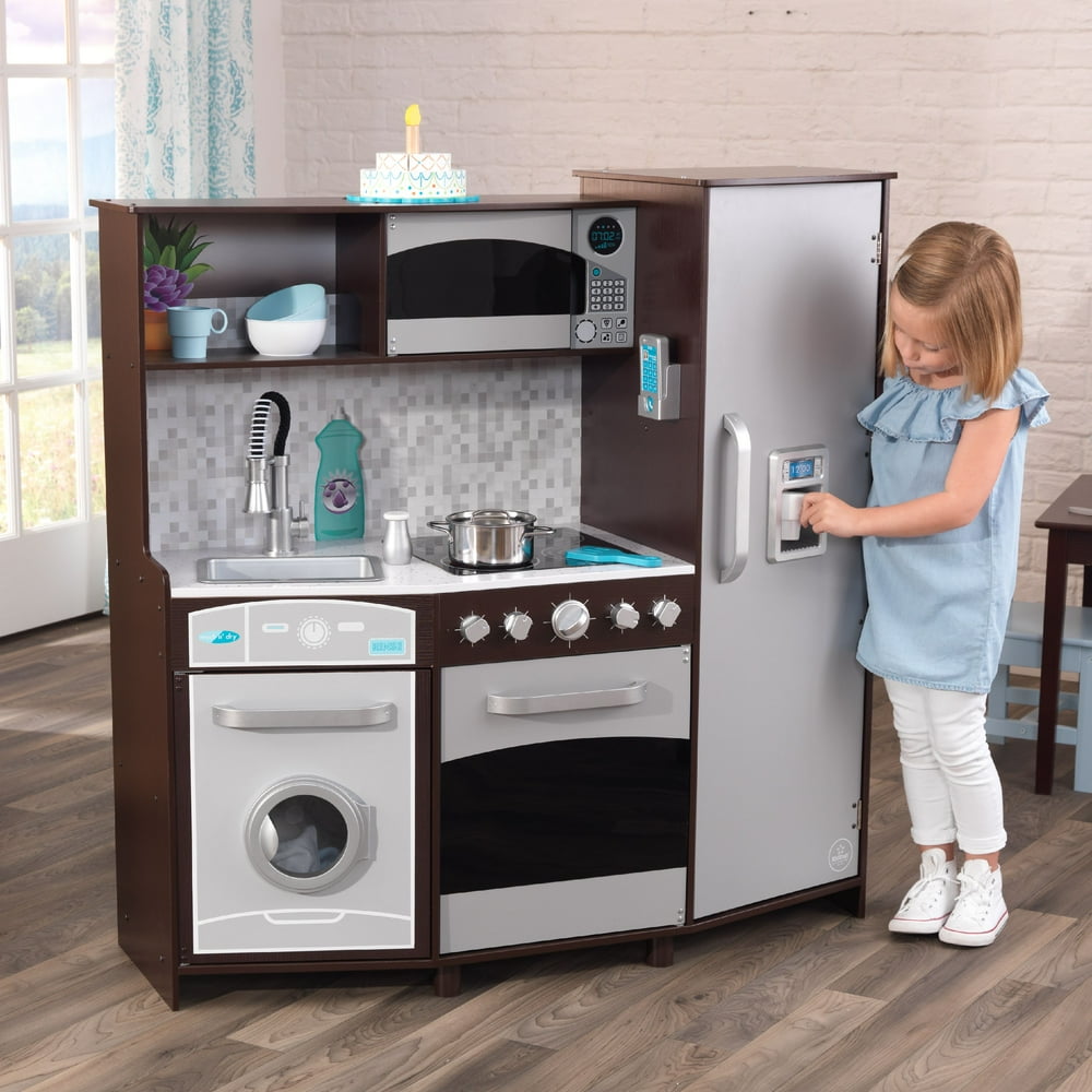 KidKraft Large Play Kitchen with Realistic Lights and Sounds Espresso/Silver