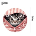 thumbnail image 2 of 16 Inch Wall Clock Battery Operated Silent Clock Decorative for Office, Kitchen, Outdoor, Living Room，Animal Cute Cat in Stripe Pocket Pattern, 2 of 4