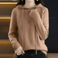 thumbnail image 4 of Pullover Sweaters for Women 2025 Long Sleeve Hooded Loose Plain Knitted Sweater Tops Fall Winter Outfits, 4 of 6