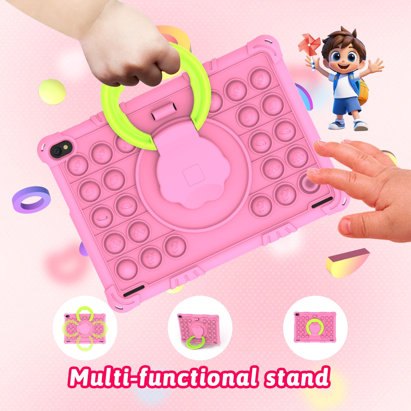 Android 15 Kids Tablet 10 inch Tablet for Kids, Toddler Tablets with Shockproof Case, 6GB RAM 32GB ROM 1TB Expand, Parental Controls, Kids Space, Child Learning, WiFi, 6000mAh, Dual Camera, Pink