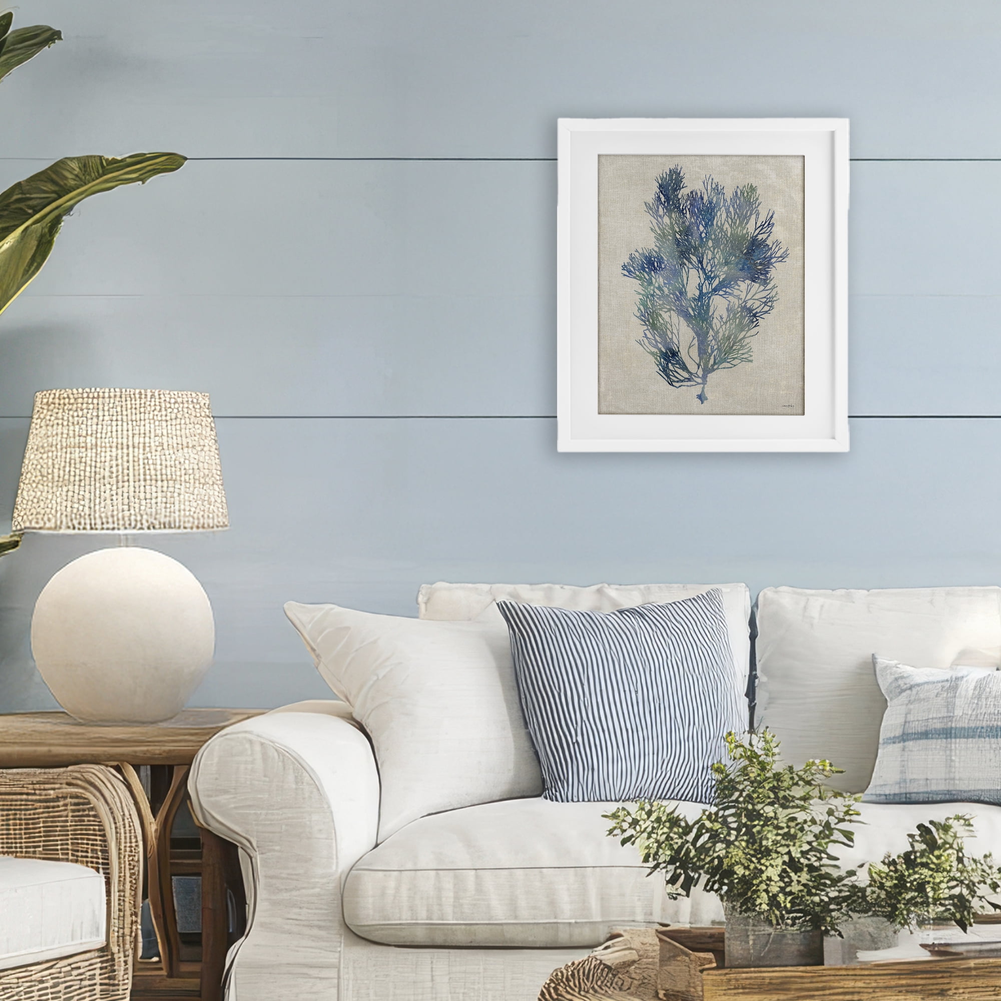 Stupell Industries Misty Blue Coral Study White Framed Print Under Glass, design by Amber Sterling