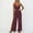 Red, variant on RYDCOT Womens Jumpsuits Spaghetti Straps V Neck Ruched Wide Leg Side Split Romper Casual Jumpsuits with Pockets Red