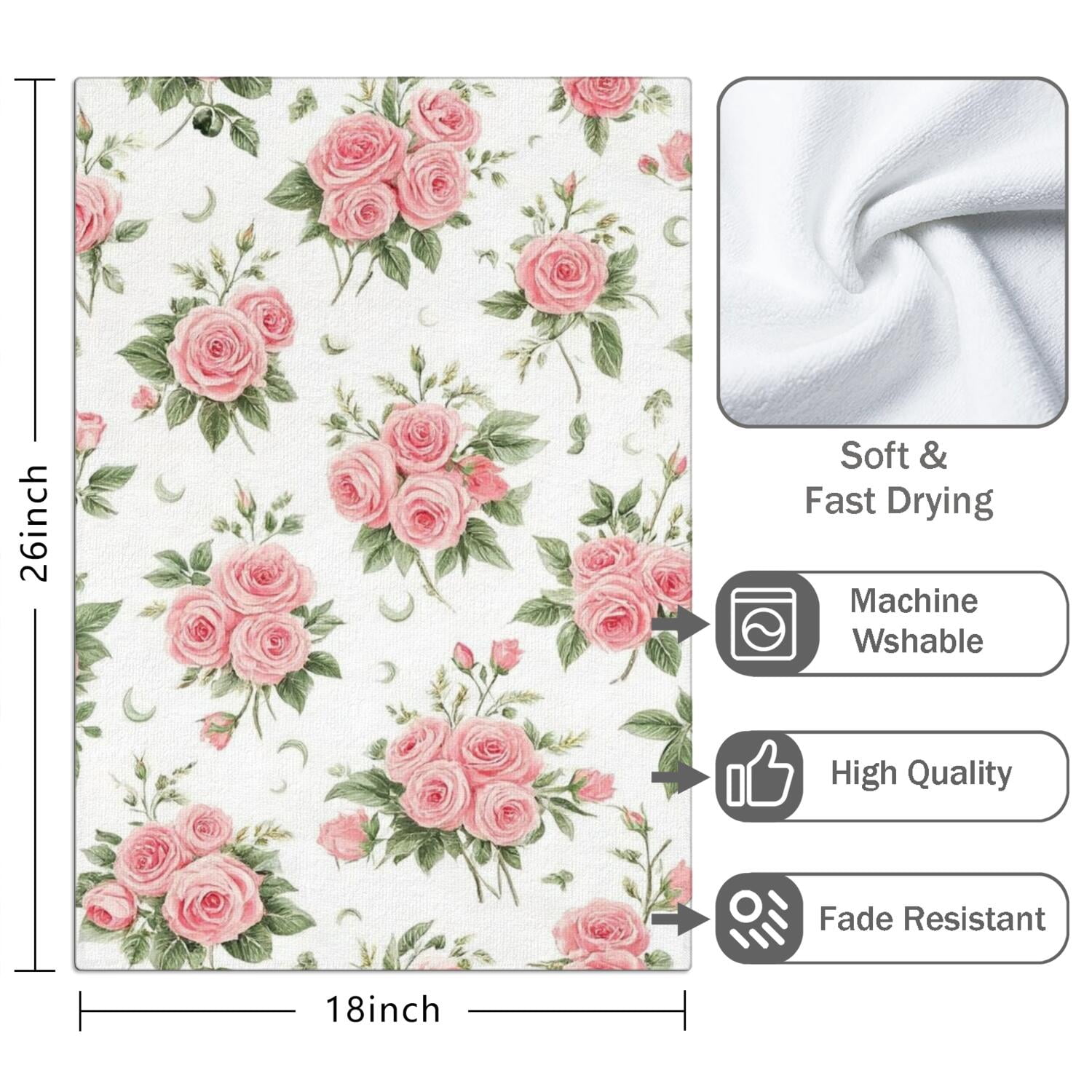 2 Pcs Funny Kitchen Towels,Pioneer Flower Microfiber Dish Towels,Kitchen Tea Towels,Kitchen Towel Set (18" X 26")