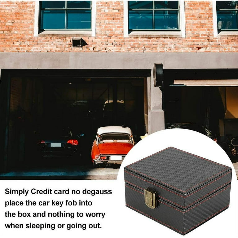 Hvxrjkn Faraday Box,Car Key Fob Protector,Leather Signal Blocker Box Carbon Fiber Box for Keyless Fob,RFID Signal Blocking Pouch Cage, Size: 4.57 x