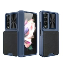 Dteck for Z Fold 4 Case, Samsung Fold 4 Case with Built-in Screen Protector, Wallet Case with Card Holder Camera Cover & Hinge Protection Phone Case for Samsung Galaxy Z Fold 4 5G 2022,Blue