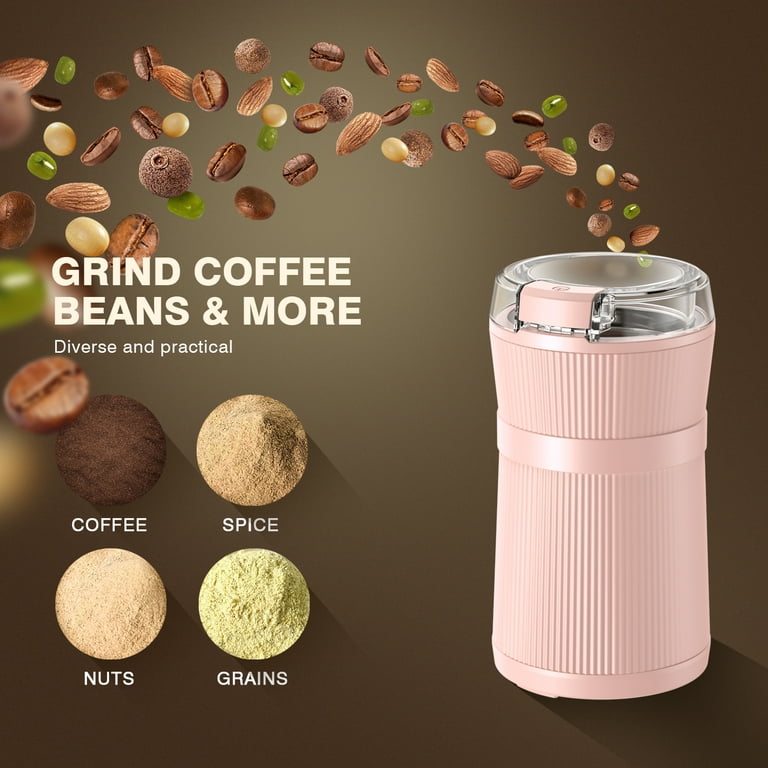 Electric Coffee Grinder, Elemore Home 200W Spice Grinder with Stainless  Steel Blade & Bowl, 60g/10 Cups, Coffee