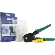 Techno Earth Crimper Tester Connector Kit Network Tool Set RJ45 RJ11 100 Plugs