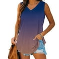 thumbnail image 2 of MIUOWANP Womens Casual Sleeveless Tops Summer Loose V-Neck Gradient Color Comfortable Tank Top Plus Size ZB-Brown XL, 2 of 5