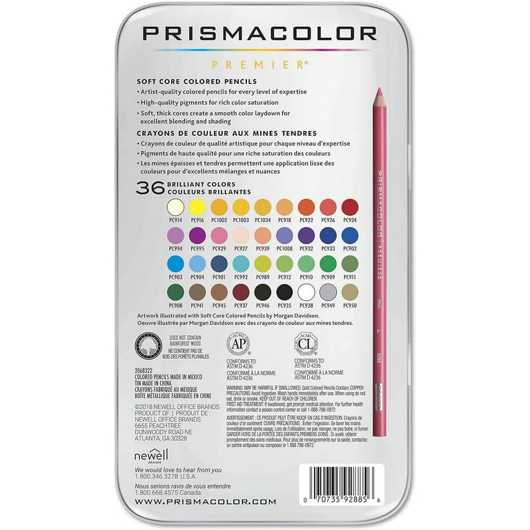 New 150 pack Prismacolor Premier Art Colored Pencils 36 color Tin