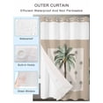 thumbnail image 2 of No Hook Shower Curtain with Snap in Liner,Summer Beach Coconut Tree Tropical Plant Waterproof Bath Curtain Double Layers with See Through Top Window,Brown Back Hotel Shower Curtains 36x72in, 2 of 9