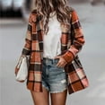 thumbnail image 2 of Womens Fall Fashion 2022 Cardigans Plaid Jacket Button Down Wool Blend Fall Flannel Shirt Jacket Lapel Blazer Cardigan Sale Items Clearance Prime Cheap, 2 of 5