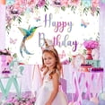 thumbnail image 4 of 7x5ft Hummingbird Birthday Backdrop Spring Watercolor Floral Background Girl Happy 1st Birthday Party Supplies Colorful Butterflies Decoration Photo Booth Props, 4 of 10