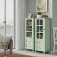 thumbnail image 2 of Newest Minimalist Buffet Cabinet with 2 Glass Doors and 2 Drawers,Mint Green Modern Storage for Dining Room, 2 of 13