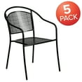 thumbnail image 3 of Flash Furniture Commercial Grade 5 Pack Black Indoor-Outdoor Steel Patio Arm Chair with Round Back, 3 of 14