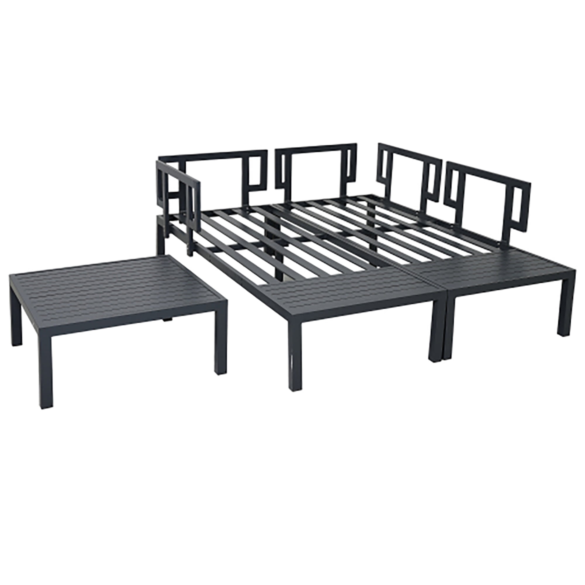 Kadyn Outdoor Aluminum Alloy Modular Sofa, Modern Sofa Three-Piece Set, Living Room Furniture Set Black Frame + Gray Cushions Kadyn Outdoor Aluminum Alloy Modular Sofa, Modern Sofa Three-Piece Set, Living Room Furniture Set Black Frame + Gray Cushions