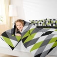thumbnail image 4 of jejeloiu Modern Abstract Geometric Queen Comforter Set,Green Gray Rhombus Bedding Comforter Set For Men Women Reversible 3pcs, 4 of 8