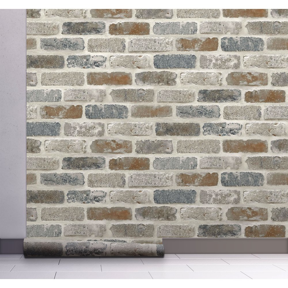 Grace & Gardenia Washed Faux Brick Wallpaper Peel & Stick , GW1003
