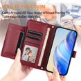 thumbnail image 5 of Étui Portefeuille pour Samsung Galaxy A20E avec Poche à Fermeture Éclair, Porte-Cartes, Support, Dragonne, Étui à Rabat en Cuir Rouge, 5 of 5