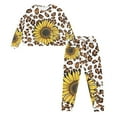 thumbnail image 4 of Yuyamidu 2 Pack Leopard Print Pajamas for Women Set Long Sleeve Sweatshirt and Sweatpants Size S Sunflower Scoop Neck Sleep Set Casual Daily Wear Clothes Athletic Clothing, 4 of 7