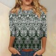 thumbnail image 2 of CYMMPU Geometric Printed 3/4 Sleeve Summer Trendy Shirts Round Neck Blouses for Women Dressy Casual Tunic Tops Loose Fit Spring Tops Western T-Shirts L, 2 of 5