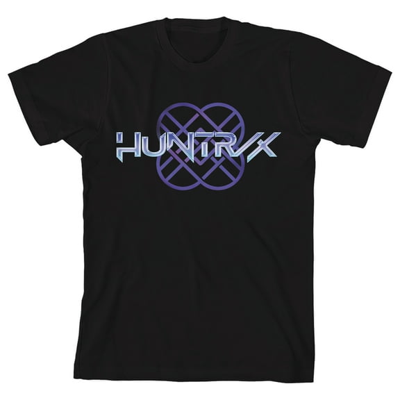 KPop Demon Hunters Huntrix Logo on Black Short Sleeve Kids T Shirt - Large