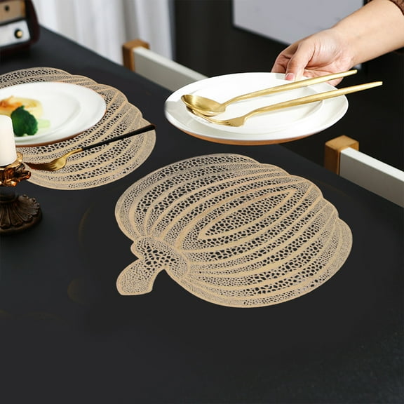 Halloween Table Decor - Cute Pumpkin Placemats for Dining Table, Great for Fall and Halloween Parties, Easy to Wipe Clean, Enhance Your Holiday Celebrations