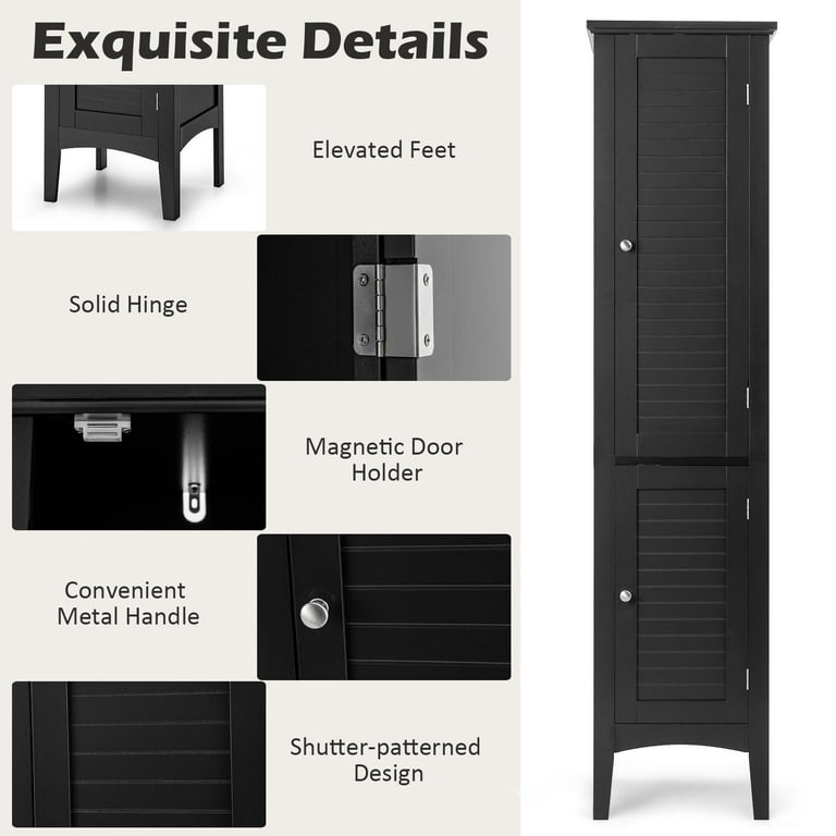 Giantex Slim Bathroom Storage Cabinet - Freestanding Storage Cabinet, Black