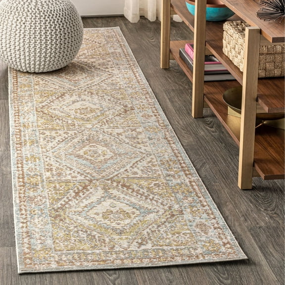JONATHAN Y MODERN PERSIAN 2 x 8 Runner Rug, Darija Ornate Geometric Medallion - Light Blue/Ivory, MDP308D-28