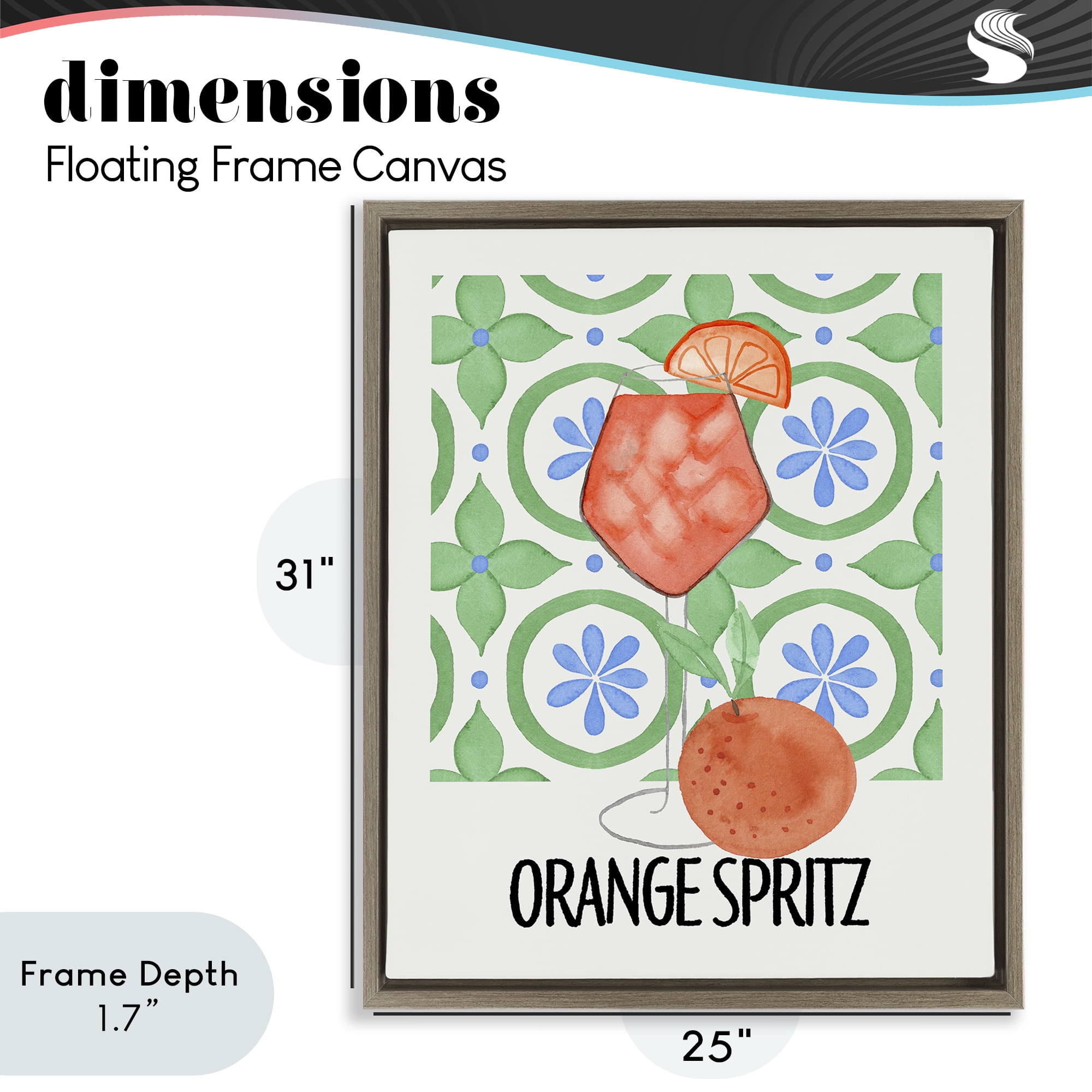 Stupell Industries Orange Spritz On My Mind Brown Framed Floater Canvas Wall Art, design by Nina Jacobs