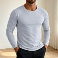 thumbnail image 5 of LEKWK Mens T Shirt Soft Basic Long Sleeve Crewneck Lightweight Shirts Stretch Regular Fit Casual Daily Layering Tee Workout Travel Fall Spring Tops Gray XXL, 5 of 7