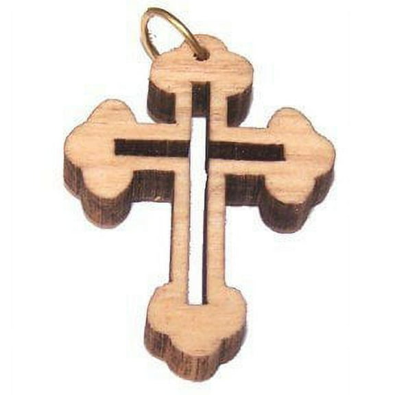 Olive wood Eastern Cross Laser Pendant(8cm or 3.15" long)