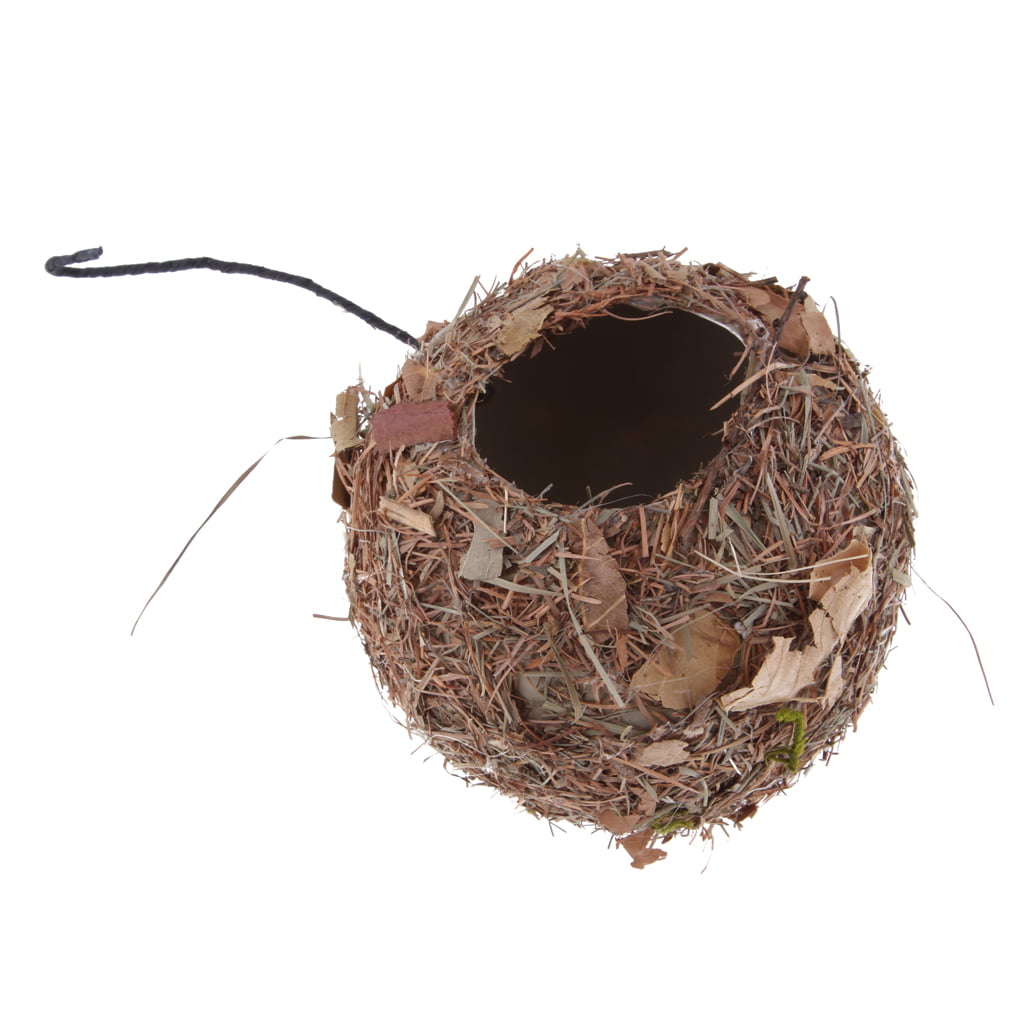 Natural Hanging Grass Nest Pet Birds House Nest Hatch Rest Hut #E Water Dtop 