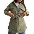 thumbnail image 1 of Txlixc Chaqueta acolchada para mujeres con cinturón ligero, cómodo, cálido, de manga larga de una sola fila Txlixc moda, 1 of 5