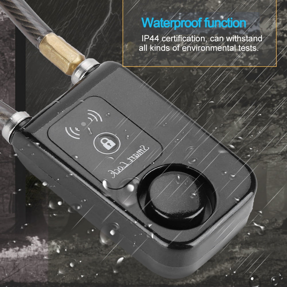 YAHHU 31.5 in / 80 cm Smart Keyless Bluetooth Lock Waterproof 110dB Wire Rope Anti-theft Alarm Bicycle Lock
