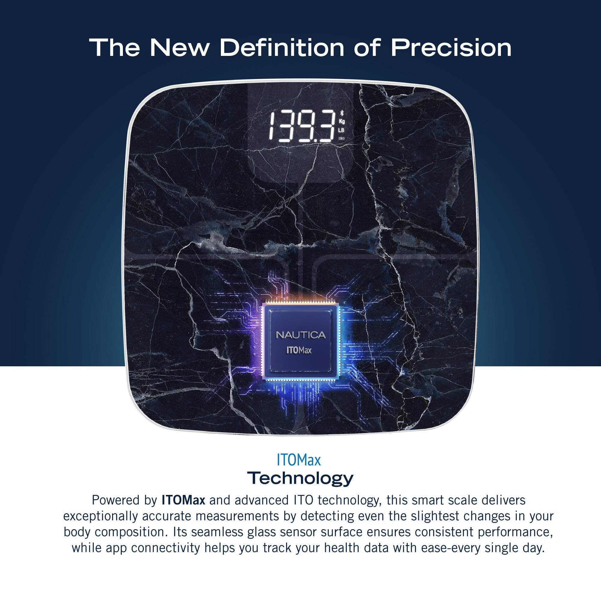 Nautica Body Tracker Plus Digital Scale for Body Weight, Bluetooth-Enabled Smart Scale with BMI, Body Fat, Muscle Mass Tracking  More