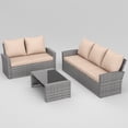 thumbnail image 6 of UDPATIO Wicker Patio Furniture Set, Gray PE Rattan Patio Sofa Set with Coffee Table, Multi-person Outdoor Sectional Sets for Balcony, Backyard, Beige, 6 of 8