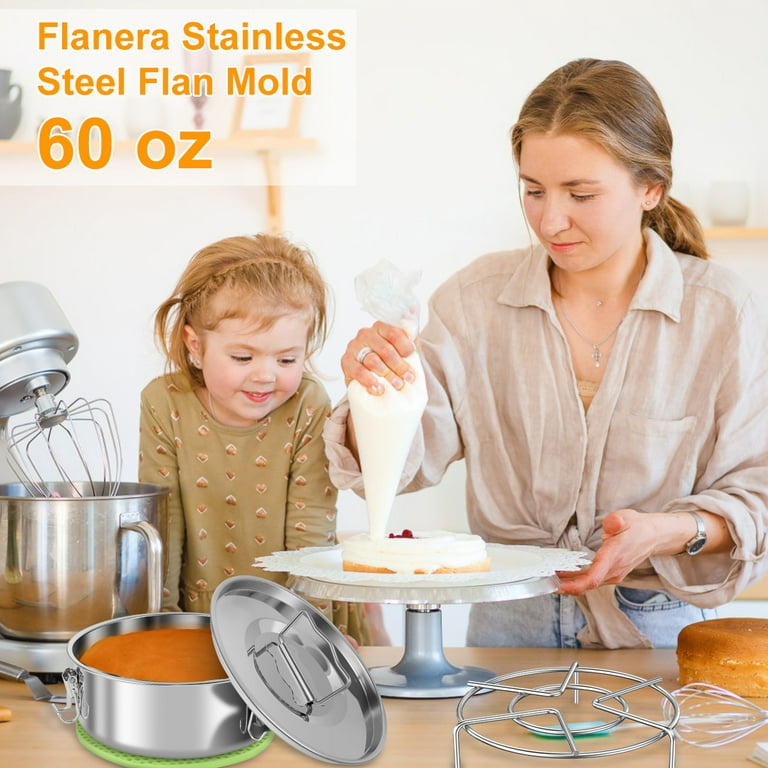 Stainless Steel Flan Pan, 63 Oz Flanera Mold Cooker For Baking, Compatible  With Instant Pot 3 6 8qt, Custard Pan, Flan Dish With Lid, Tart Pan, Round