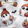 thumbnail image 4 of Halloween Shower Curtain Cute Ghost Shower Curtain Pumpkin Maple Leaves Bat Spooky Halloween Festival Holiday Bathroom Decor Waterproof Fabric Washable with Hooks 72x72 in(White), 4 of 6
