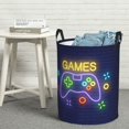 thumbnail image 3 of DouZhe Waterproof Collapsible Large Laundry Baskets, Neon Game Controller Games Zone Prints Circular Hamper with Handles, 3 of 7