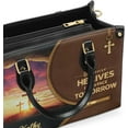 thumbnail image 5 of Personalized Leather Handbags For Woman - Christmas Gifts For Women - Christian Gifts, Because He Lives Design, Custom Name Bag, 5 of 8