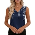thumbnail image 2 of Sakmal V Neck Tank Tops for Women Sleeveless Satin White Shirts Casual Floral Tank Tops for Women L, 2 of 7