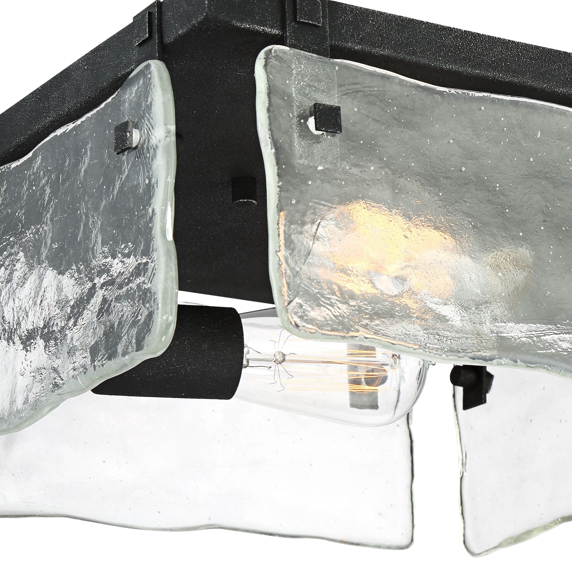 360 Lighting Cassington Modern Farmhouse Ceiling Light Flush Mount Fixture 11 3/4" Wide Washed Black 2-Light Art Glass for Bedroom Kitchen Living Room