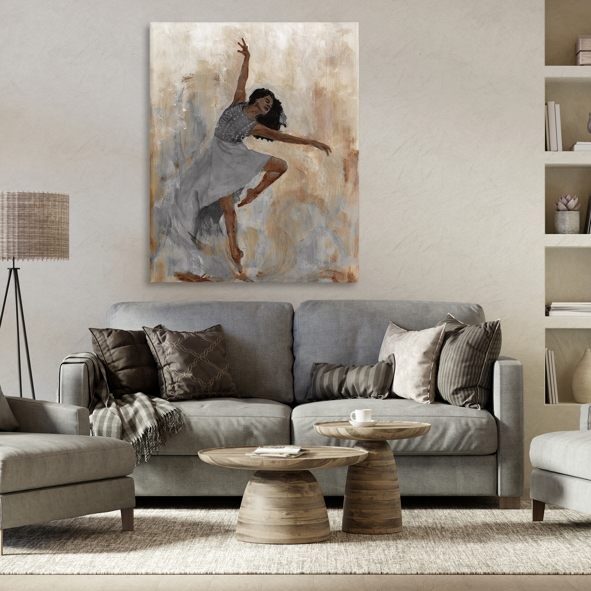 Stupell Industries Flowing Dancer Woman Novelty Painting Gallery Wrapped Canvas Art Print Wall Art, 36 x 48