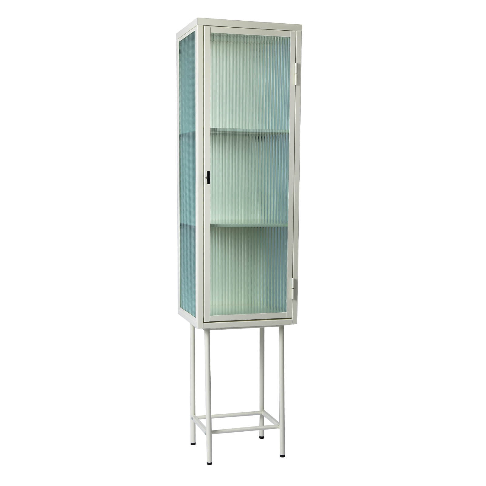 Industrial Fluted Glass Display Cabinet 2 Door Storage Cupboard Wardrobe Shelf 