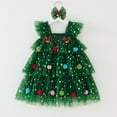thumbnail image 4 of NAISIBABY Girls Christmas Dress (0-8T), Glitter Mesh Ruffles Sleeve Layered Tulle Party Princess Tutu Dress Green 8T, 4 of 8