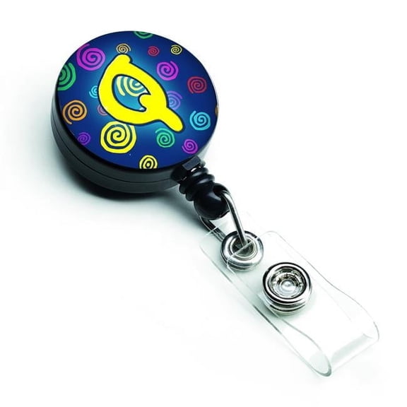 Carolines Treasures CJ1011-QBR Letter Q Initial Monogram Blue Swirls Retractable Badge Reel