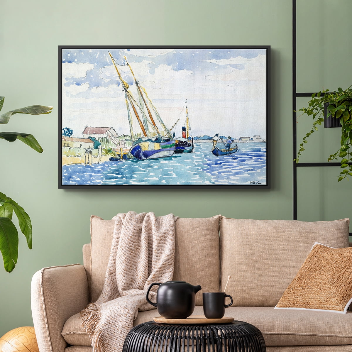 Vintage Landscape-CXLVII By Wexford Home Framed in Black Wood Gallery Wrapped Canvas 25 in. x 37 in.