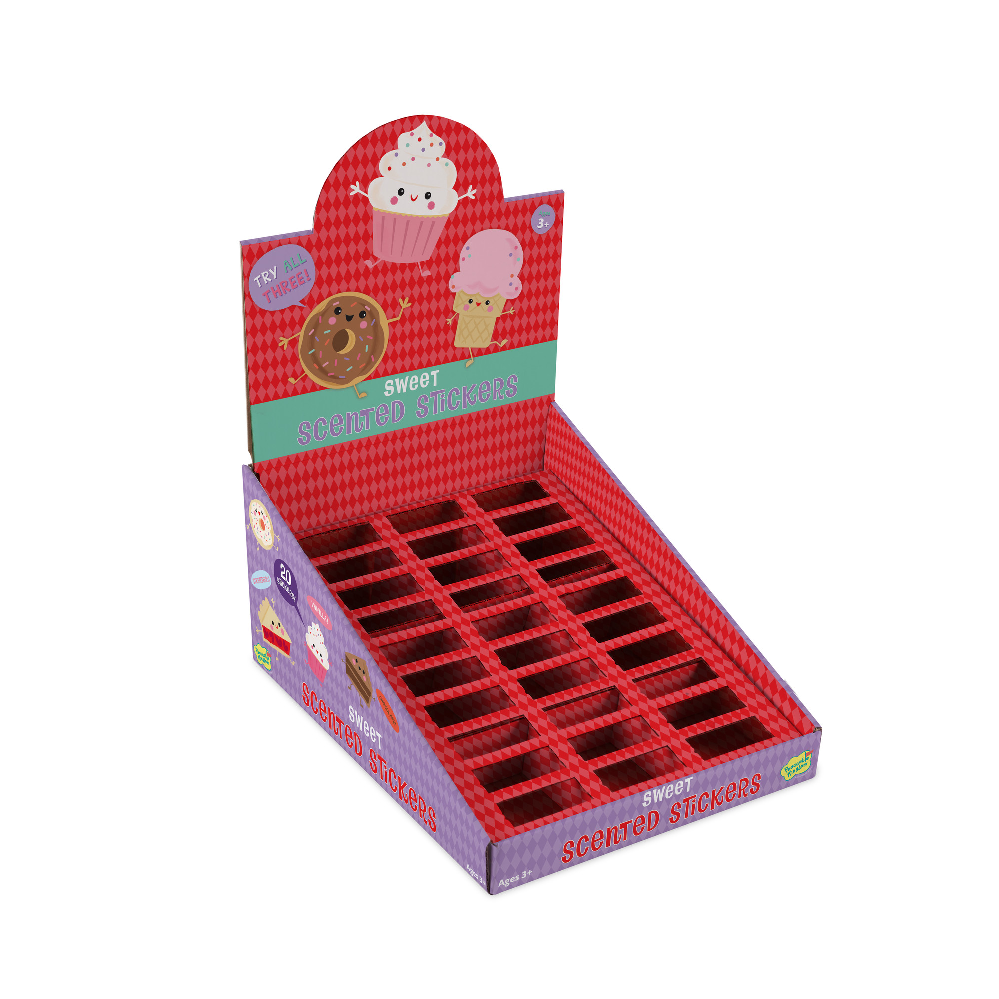 Peaceable Kingdom Sweet Scented Scratch and Sniff Stickers in A Tin, Includes 30 Tins of Donut Stickers, Ice Cream Stickers or Cupcake Stickers, Great for Sticker Handouts & Classroom Giveaways